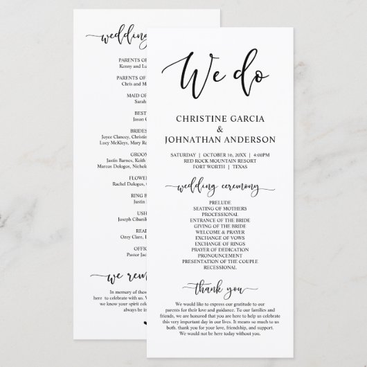 モダン結婚式典 プログラム (正面/裏面)