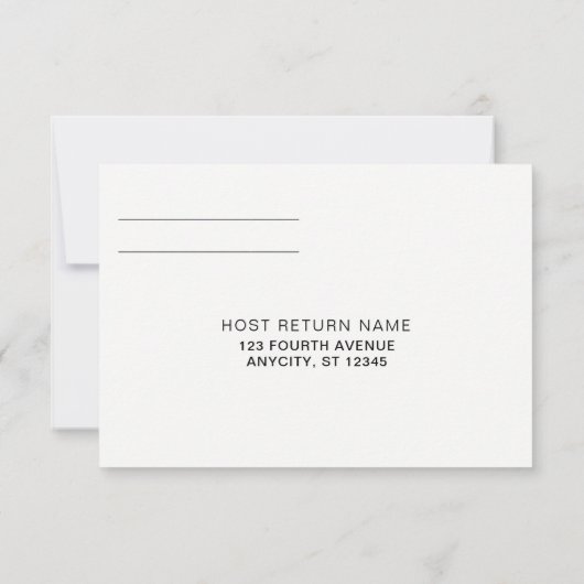 モダン結婚式出欠返信カード | ブラック 招待状 (裏面)