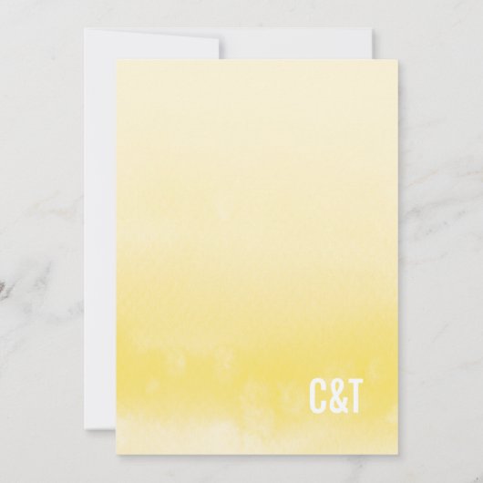 モダン結婚式招待状グラデーション水色イエロー 招待状 (裏面)
