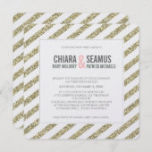 モダン結婚式招待状グリッターストライプソフト金ゴールド 招待状 (正面/裏面)