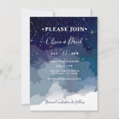 モダン結婚式招待状ブルースカイとホワイトスター (正面)