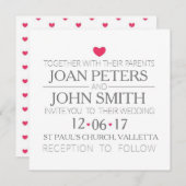 モダン結婚式招待状付きハート 招待状 (正面/裏面)