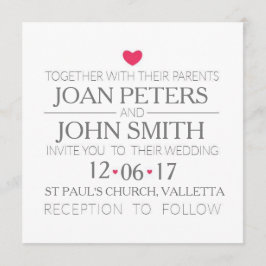 モダン結婚式招待状付きハート 招待状