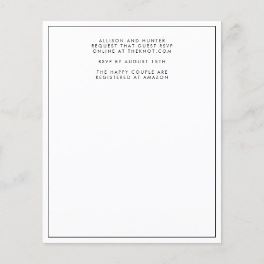 モダン結婚式招待状 (裏面)