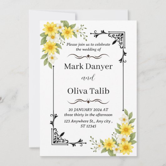 モダン結婚式招待状 | エレガント&カスタマイズ 招待状 (正面)