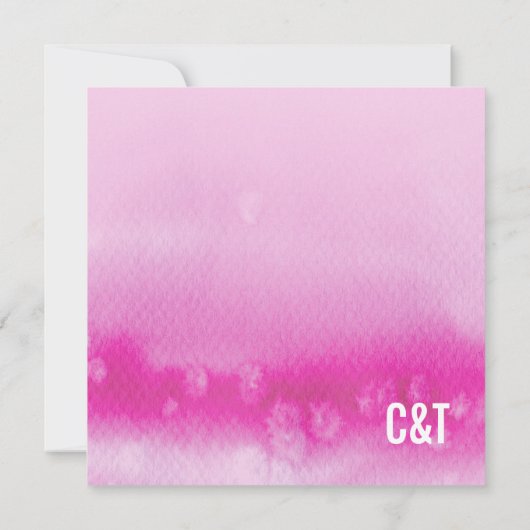 モダン結婚式招待状:グラデーション水色ピンク 招待状 (裏面)