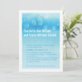 モダン結婚式招待状:グラデーション水色ブルー 招待状 (スタンド正面)