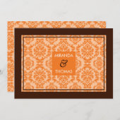 モダン結婚式招待状::ダマスク色8 招待状 (正面/裏面)