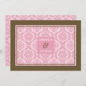 モダン結婚式招待状:：ダマスク色9 招待状 (正面/裏面)