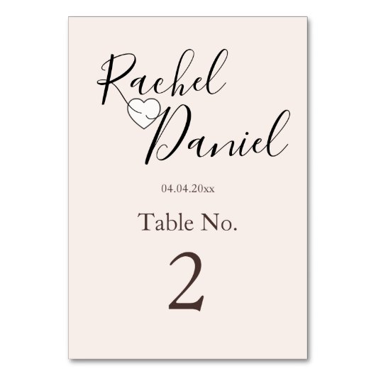 モダン結婚式招待状 テーブルナンバー (正面)