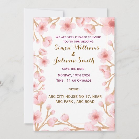 モダン結婚式招待状 招待状 (正面)