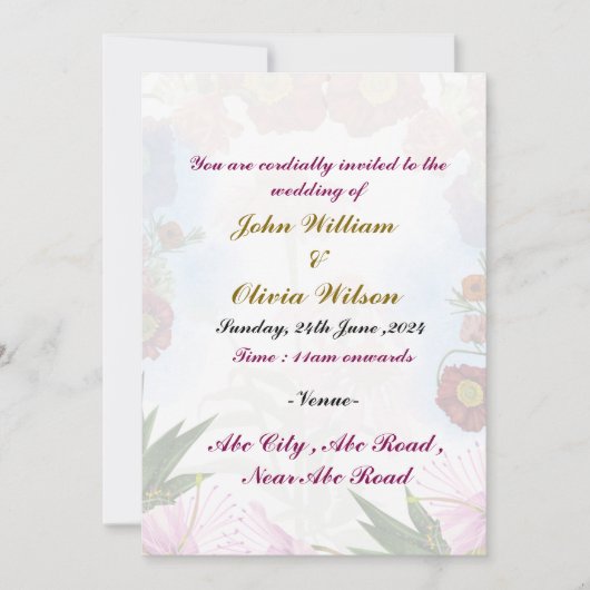 モダン結婚式招待状 招待状 (正面)