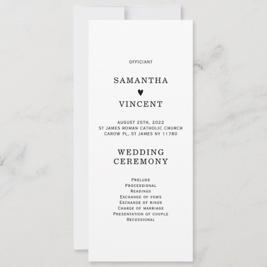 モダン結婚式 プログラムテンプレート 招待状 (正面)