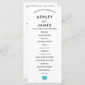 モダン結婚式 プログラム付きターコイズハート プログラム (正面/裏面)