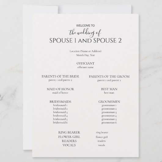 モダン結婚式 プログラム (正面)