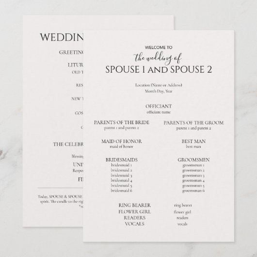 モダン結婚式 プログラム (正面/裏面)