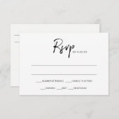 モダン結婚式 RSVP 返信カード | ブラック 招待状 (正面/裏面)
