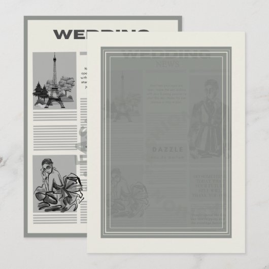 モダン結婚新聞 招待状 (正面/裏面)