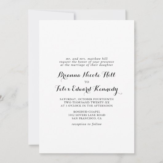 モダン結婚書フォーマルの 招待状 (正面)