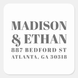 モダン結婚白灰色はっきりしたの差出人住所 スクエアシール