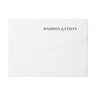モダン結婚白灰色はっきりしたの差出人住所 ラップアラウンドラベル