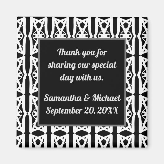 モダン結婚白黒感謝 マグネット (正面)