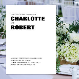 モダン結婚白黒 招待状