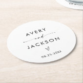 モダン結婚紙 |ミニマル結婚リスト ラウンドペーパーコースター (アングル)