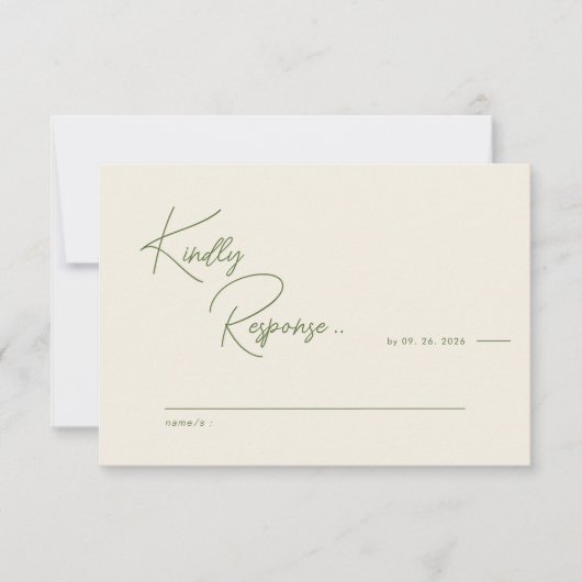 モダン結婚素朴チャームの応答カード 出欠カード (正面)