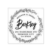 モダン結婚素朴リース名差出人住所 ラバースタンプ (インプリント)