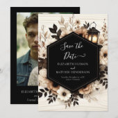モダン結婚素朴自然 セーブザデート (正面/裏面)