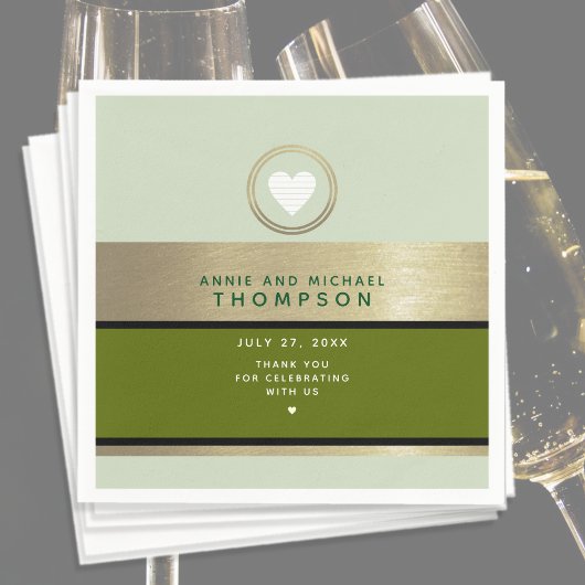 モダン結婚緑 スタンダードカクテルナプキン