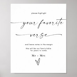 モダン結婚聖句お気に入りの標識 ポスター