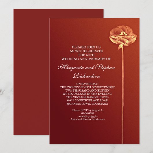 モダン結婚記念日 招待状 (正面/裏面)