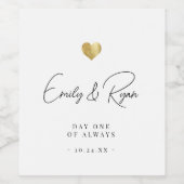 モダン結婚金ゴールドハート ワインラベル (シングルラベル)