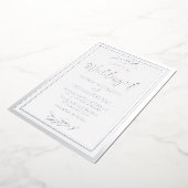 モダン結婚銀のエレガント葉縁ど 箔招待状 (回転した状態)