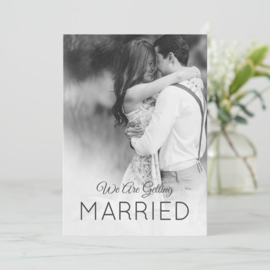 モダン結婚2枚の写真エレガント白黒 招待状 (スタンド正面)