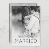 モダン結婚2枚の写真エレガント白黒 招待状 (正面/裏面)