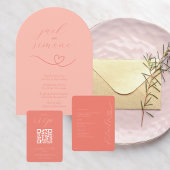 モダン結婚 | アーチ招待状 | ライトコーラル 招待状