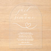 モダン結婚 | アーチ招待状 | 白ミニマル色 アクリル招待状 (正面)