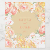 モダン結婚、ピーチフローラ ワインラベル (シングルラベル)