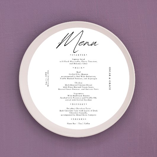 モダン結婚 |書道ミニマルプレート メニュー