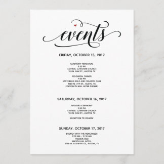 モダン結婚 Welcome and Itinerary Card v2 プログラム