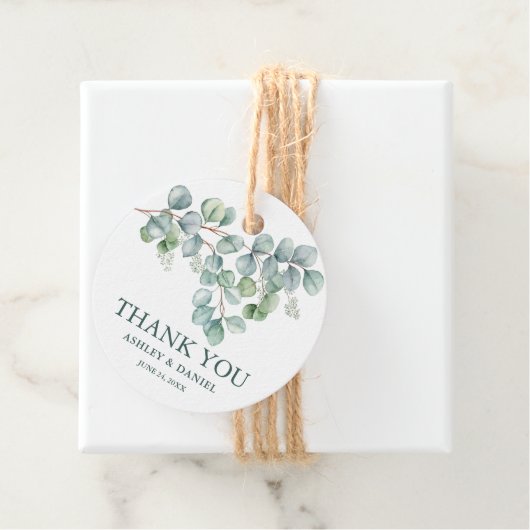 モダン結婚Eucalyptus Greenery Thank You Twine フェイバータグ (インサイチュ)