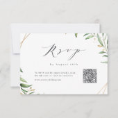 モダン結婚Greenery Geometric素朴のQRコード 出欠カード (正面)