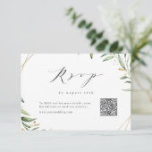 モダン結婚Greenery Geometric素朴のQRコード 出欠カード (スタンド正面)