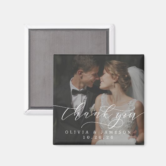 モダン結婚Script Photoに感謝 マグネット (正面/裏面)