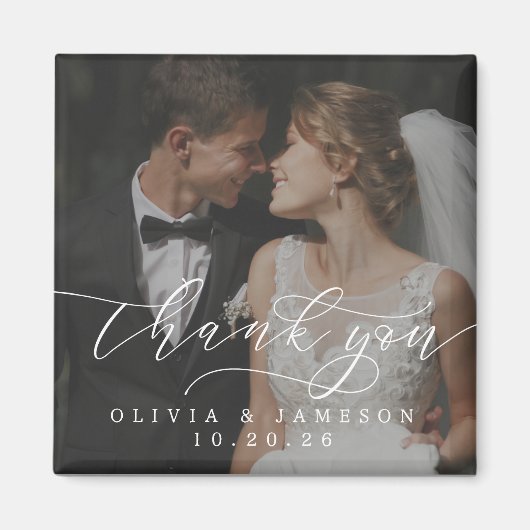 モダン結婚Script Photoに感謝 マグネット (正面)