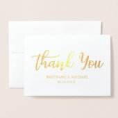 モダン結婚Script Photo金ゴールド 箔カード (封筒付き正面)