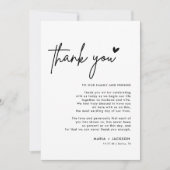 モダン結婚Thank You Noteのメニューカード サンキューカード (正面)